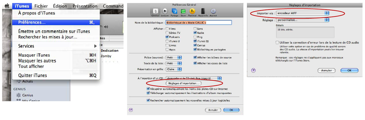 Régler les paramètres d'importation dans iTunes
