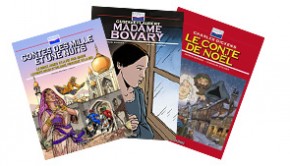 Couvertures des romans BD (Les Mille et une nuits, Madame Bovary, Contes de Noel)
